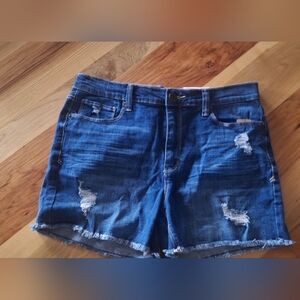 Mudd NWT Flex Stretch Juniors Size 13 Dark Blue Distressed Jean Shorts